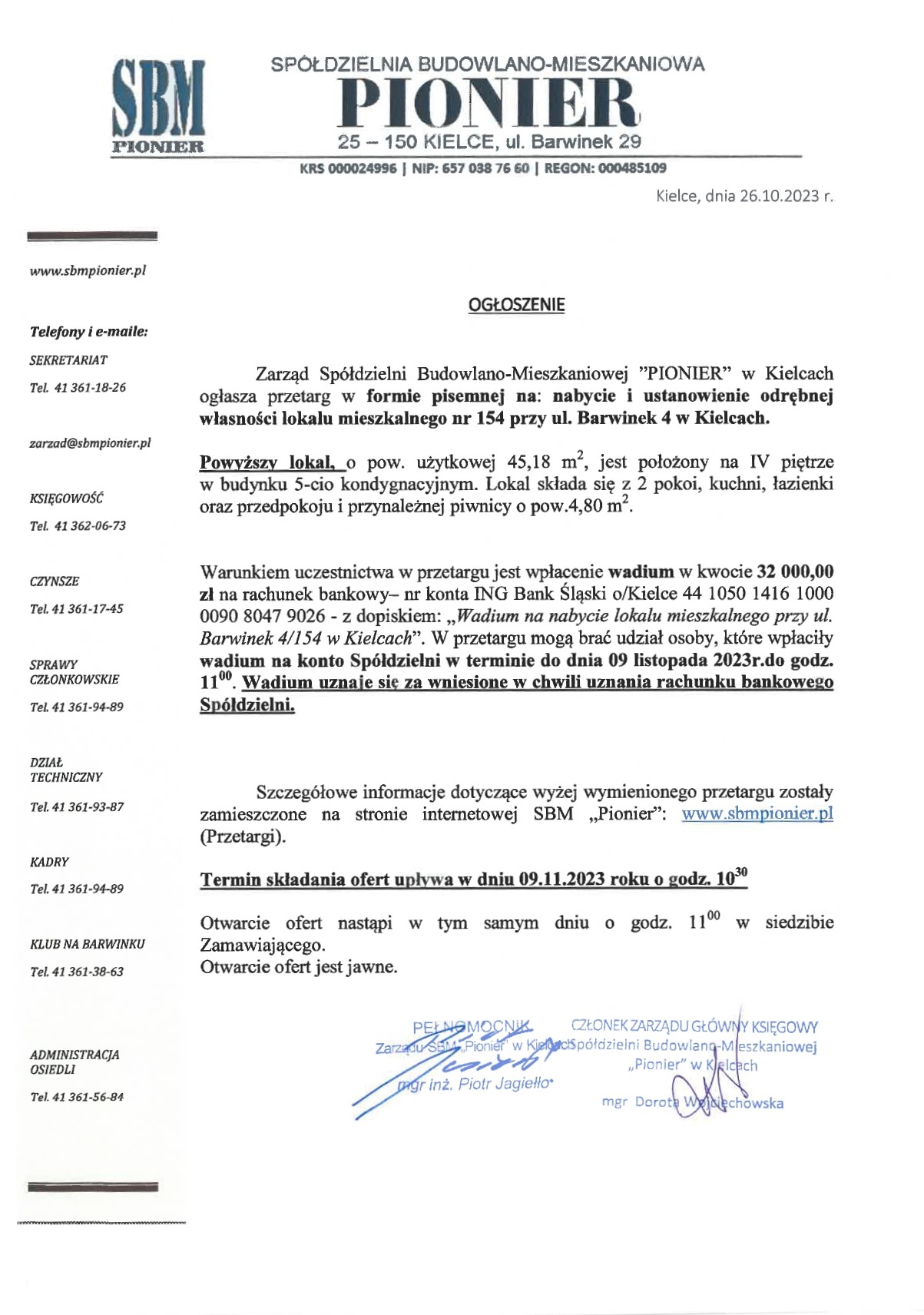 OGŁOSZENIE O PRZETARGU1