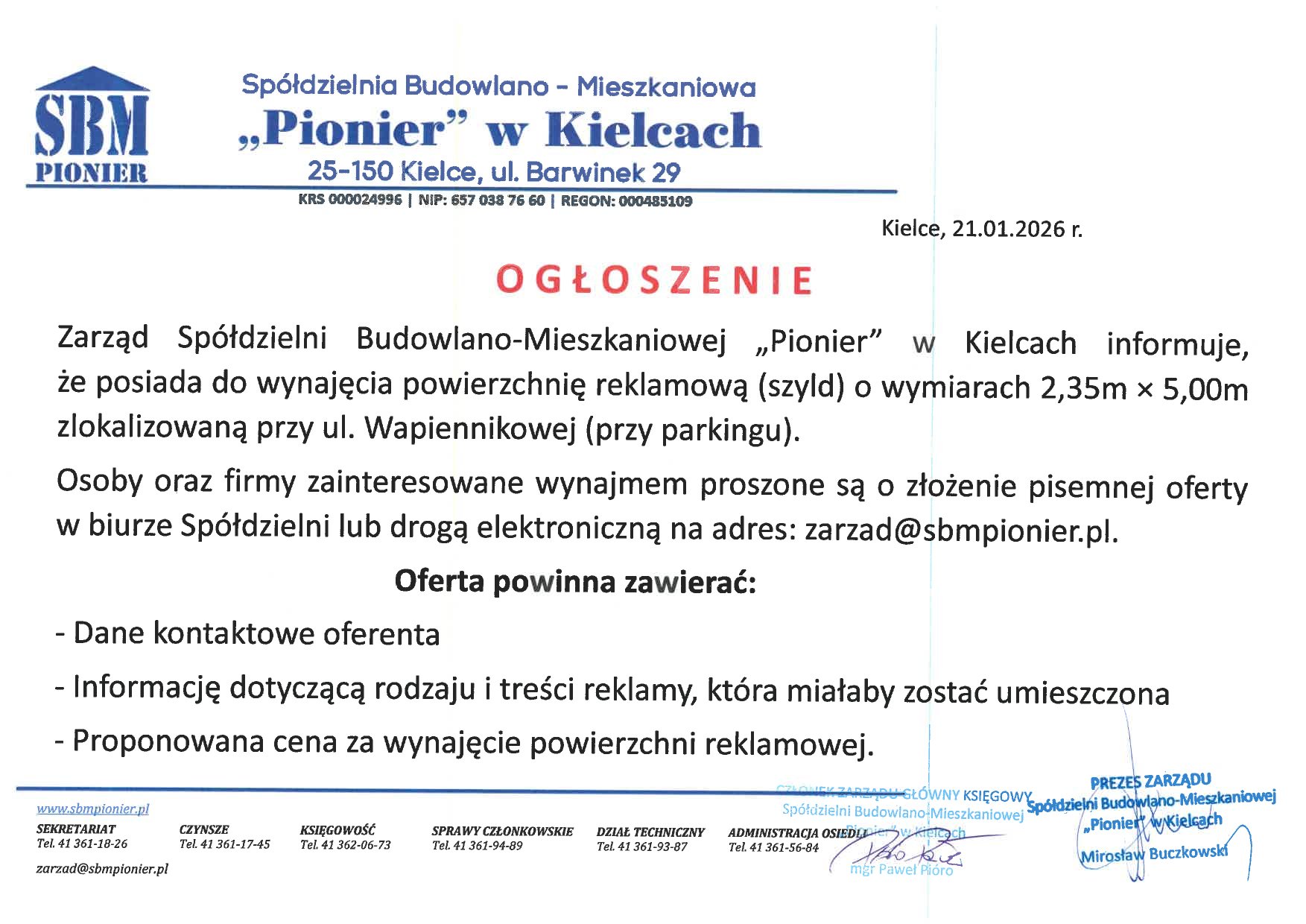 Powierzchnia reklamowa do wynajęcia 1