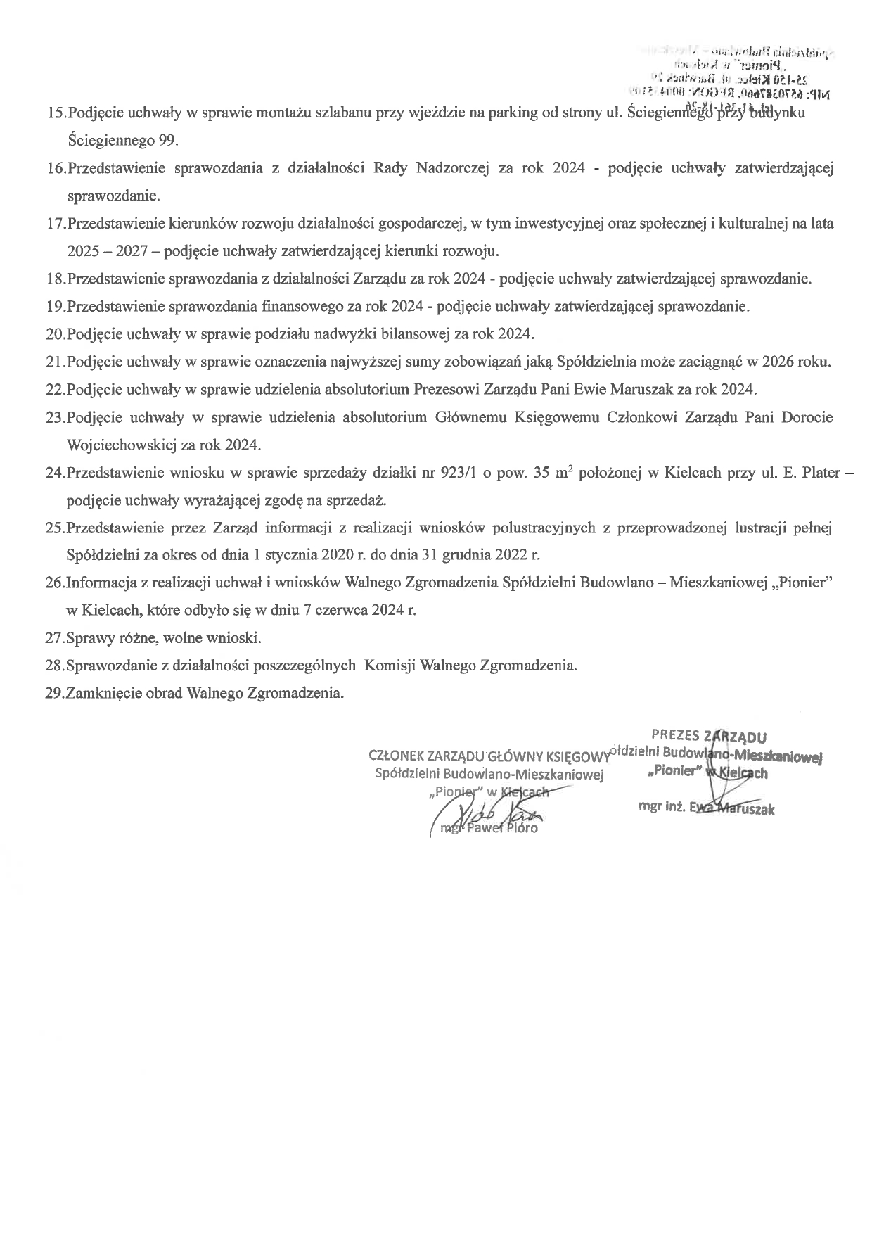 Uzupełniony porządek obrad Walnego Zgromadzenia page 0002